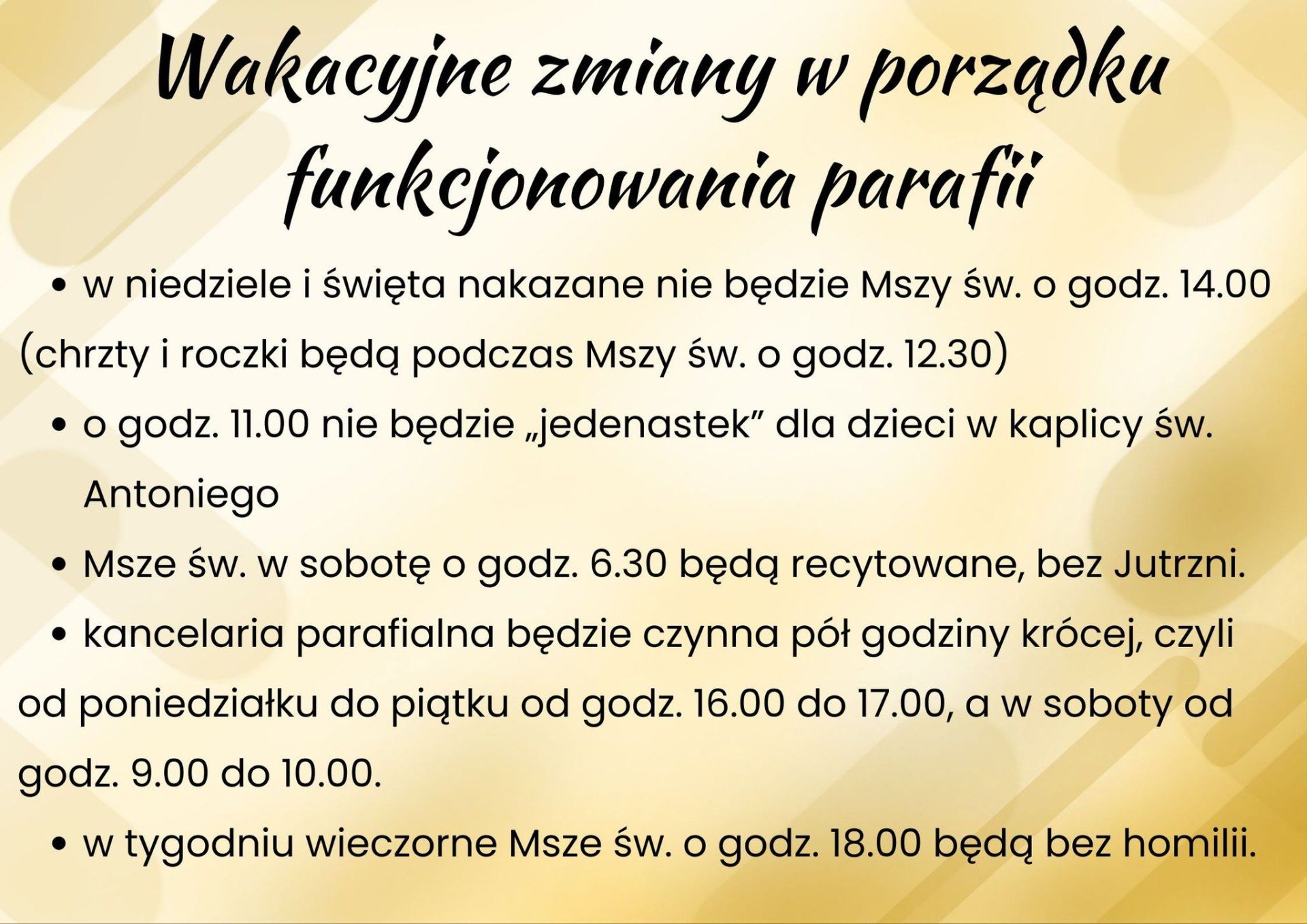 WAKACYJNE ZMIANY