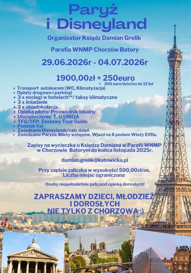 PARAFIA WNMP W CHORZOWIE BATORYM ZAPRASZA NA PIELGRZYMKĘ